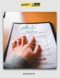 water proof menu card design in udaipur